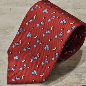 Leonard Paris Silk Men's Tie - Cow Jumping Over The Moon Red AOP - 3.75" Width